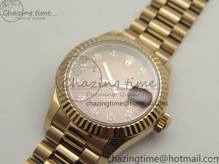 MiroTime 0412 DateJust 28mm RG BP Maker Best Edition Brown Diam Dial Fluted Bezel On RG Bracelet ETA TopPick 3441